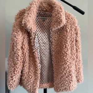 Pink fuzzy outerwear jacket